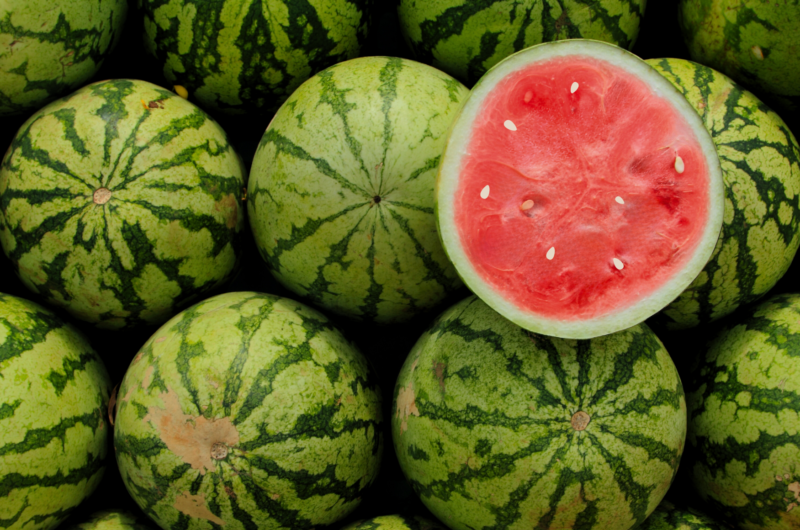 Photo of a stack of watermelons